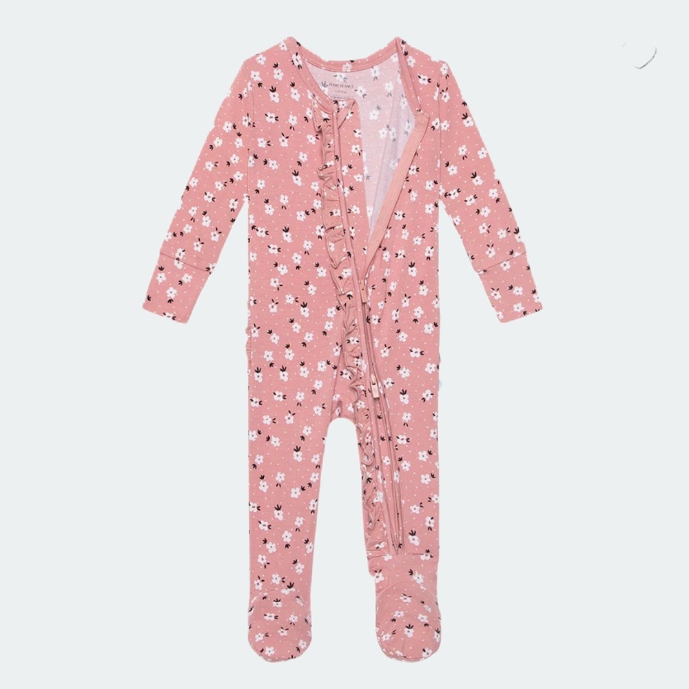Posh Peanut Floral Pink Footie